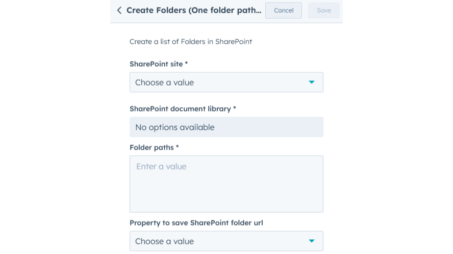 Create list of folders in SharePoint